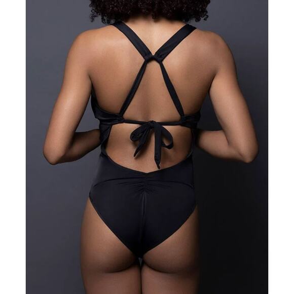 3/$15 Swiminista Front Tie 'Cheerful' One Piece Swimsuit in White - Picture 3 of 12